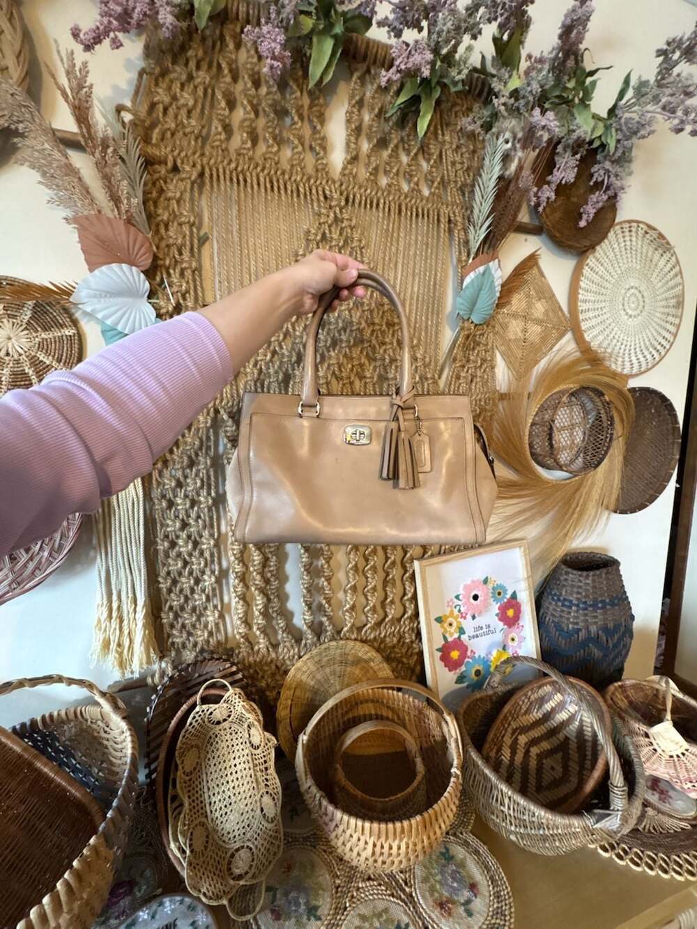 Coach Legacy Candace Carryall Satchel Bag in Tan Leather